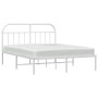Bettgestell aus weißem Metall mit Kopfteil 140x200 cm von vidaXL, Betten und Lattenroste - Ref: Foro24-353685, Preis: 102,06 ...