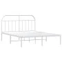 Bettgestell aus weißem Metall mit Kopfteil 140x200 cm von vidaXL, Betten und Lattenroste - Ref: Foro24-353685, Preis: 100,56 ...