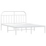Estructura de cama con cabecero metal blanca 140x200 cm de vidaXL, Camas y somieres - Ref: Foro24-353685, Precio: 101,98 €, D...