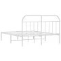 Bettgestell aus weißem Metall mit Kopfteil 140x200 cm von vidaXL, Betten und Lattenroste - Ref: Foro24-353685, Preis: 100,56 ...