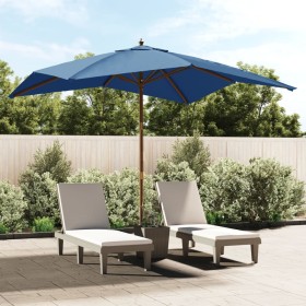 Azure blue wooden pole garden umbrella 300x300x273 cm by vidaXL, Umbrellas - Ref: Foro24-363198, Price: 87,20 €, Discount: %