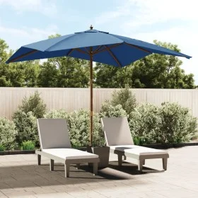 Sombrilla de jardín poste de madera azul azure 300x300x273 cm de vidaXL, Sombrillas - Ref: Foro24-363198, Precio: 86,06 €, De...