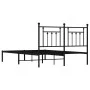 Bed frame with black metal headboard 140x200 cm by vidaXL, Beds and slatted bases - Ref: Foro24-353538, Price: 120,19 €, Disc...