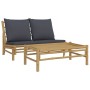 2-piece bamboo garden furniture set with dark gray cushions by vidaXL, Modular outdoor sofas - Ref: Foro24-363458, Price: 230...