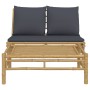 2-piece bamboo garden furniture set with dark gray cushions by vidaXL, Modular outdoor sofas - Ref: Foro24-363458, Price: 230...