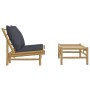 Set de muebles de jardín 2 piezas bambú con cojines gris oscuro