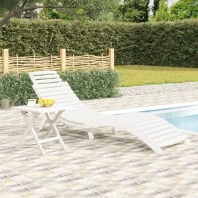 Lounger with solid white acacia wood table by vidaXL, Loungers - Ref: Foro24-363282, Price: 188,57 €, Discount: %