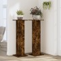 Soportes para plantas 2 uds madera roble ahumado 30x30x95 cm