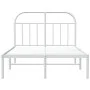 Estructura de cama de metal con cabecero blanca 120x190 cm de vidaXL, Camas y somieres - Ref: Foro24-353681, Precio: 95,94 €,...