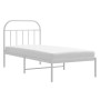 Bettgestell aus Metall mit weißem Kopfteil 90x200 cm von vidaXL, Betten und Lattenroste - Ref: Foro24-353677, Preis: 80,24 €,...