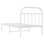 Metal bed frame with white headboard 90x200 cm by vidaXL, Beds and slatted bases - Ref: Foro24-353677, Price: 80,24 €, Discou...