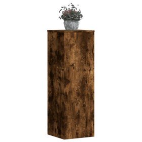 Soportes para plantas 2 uds madera roble ahumado 33x33x100 cm