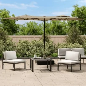 Weiß-grau-taupefarbener Doppelschirm 316x240 cm von vidaXL, Sonnenschirme - Ref: Foro24-362964, Preis: 138,39 €, Rabatt: %