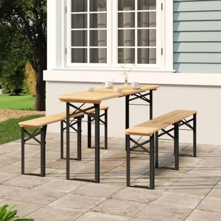 Klappbarer Stehtisch und Bänke, 3-teilig, aus massivem Tannenholz von vidaXL, Gartensets - Ref: Foro24-363113, Preis: 200,76 ...