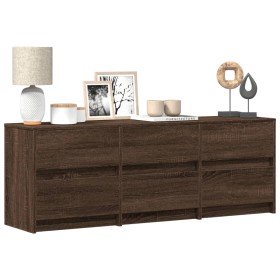 Mueble de TV LED madera ingeniería marrón roble 140x34x50 cm