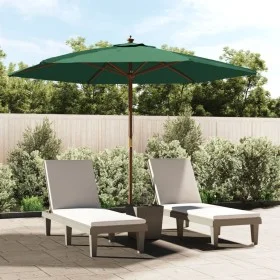 Sombrilla de jardín con poste de madera verde 299x240 cm de vidaXL, Sombrillas - Ref: Foro24-363168, Precio: 82,36 €, Descuen...