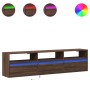 Mueble de TV de pared con LED marrón roble 180x31x45 cm