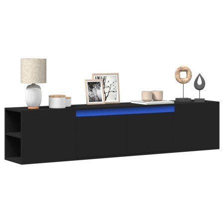 Mueble de TV de pared con luz LED negro 180x31x39,5 cm en Muebles TV | Comprar online en Foro24
