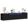 Mueble de TV de pared con luz LED negro 180x31x39,5 cm en Muebles TV | Comprar online en Foro24