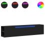 Mueble de TV de pared con luz LED negro 180x31x39,5 cm en Muebles TV | Comprar online en Foro24