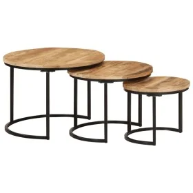 Stackable tables 3 pieces solid rough mango wood by vidaXL, Coffee table - Ref: Foro24-353901, Price: 121,19 €, Discount: %