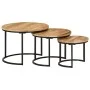 Mesas apilables 3 piezas madera maciza de mango rugosa de vidaXL, Mesas de centro - Ref: Foro24-353901, Precio: 114,47 €, Des...
