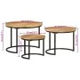Mesas apilables 3 piezas madera maciza de mango rugosa de vidaXL, Mesas de centro - Ref: Foro24-353901, Precio: 114,47 €, Des...