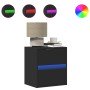 Mesitas de noche de pared con luces LED 2 unidades negro en Mesitas de noche | Comprar online en Foro24
