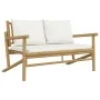 Bamboo garden bench with cream white cushions by vidaXL, Modular outdoor sofas - Ref: Foro24-363460, Price: 176,58 €, Discoun...