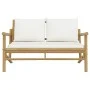 Bamboo garden bench with cream white cushions by vidaXL, Modular outdoor sofas - Ref: Foro24-363460, Price: 176,58 €, Discoun...