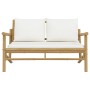 Gartenbank aus Bambus mit cremeweißen Kissen von vidaXL, Modulare Sofas für den Außenbereich - Ref: Foro24-363460, Preis: 179...