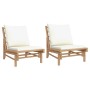 Garden chairs 2 pcs bamboo with cream white cushions by vidaXL, Modular outdoor sofas - Ref: Foro24-363455, Price: 236,20 €, ...