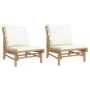 Garden chairs 2 pcs bamboo with cream white cushions by vidaXL, Modular outdoor sofas - Ref: Foro24-363455, Price: 227,95 €, ...