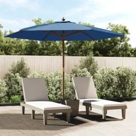 Gartenschirm mit hellblauer Holzstange 299x240 cm von vidaXL, Sonnenschirme - Ref: Foro24-363174, Preis: 95,89 €, Rabatt: %