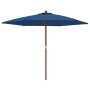Sombrilla de jardín con poste de madera azul celeste 299x240 cm de vidaXL, Sombrillas - Ref: Foro24-363174, Precio: 96,38 €