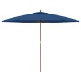 Sombrilla de jardín con poste de madera azul celeste 299x240 cm de vidaXL, Sombrillas - Ref: Foro24-363174, Precio: 96,38 €