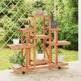 Flower stand with wheels solid fir wood 110x25x101 cm by vidaXL, Pot stands - Ref: Foro24-362852, Price: 53,43 €, Discount: %