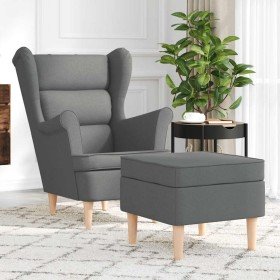 Sillón con taburete reposapiés tela gris oscuro en Sillones | Comprar online en Foro24