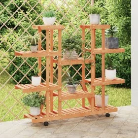 Blumenständer aus massivem Tannenholz mit Rädern 110x25x115 cm von vidaXL, Topfständer - Ref: Foro24-362860, Preis: 66,25 €, ...