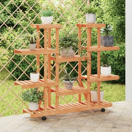 Blumenständer aus massivem Tannenholz mit Rädern 110x25x115 cm von vidaXL, Topfständer - Ref: Foro24-362860, Preis: 66,30 €, ...