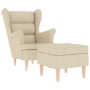Sillón con taburete reposapiés de tela crema