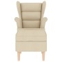 Sillón con taburete reposapiés de tela crema