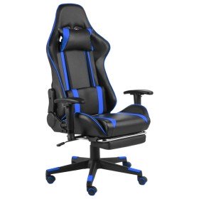 Silla gaming giratoria con reposapiés PVC azul Silla gaming giratoria con reposapiés PVC azul
