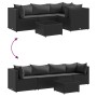 Set de muebles de jardín 5 pzas y cojines ratán sintético negro