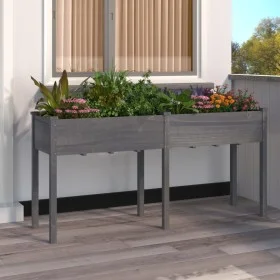 Planter with solid gray fir wood lining 161x45x76 cm by vidaXL, Pots and planters - Ref: Foro24-364238, Price: 95,49 €, Disco...