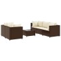 Set muebles de jardín 6 piezas y cojines ratán sintético marrón
