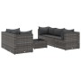 Set de muebles de jardín 6 pzas y cojines ratán sintético gris