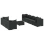 Set de muebles de jardín 8 pzas y cojines ratán sintético negro
