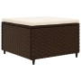 Set muebles de jardín 4 piezas y cojines ratán sintético marrón