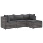 Set de muebles de jardín 4 pzas y cojines ratán sintético gris